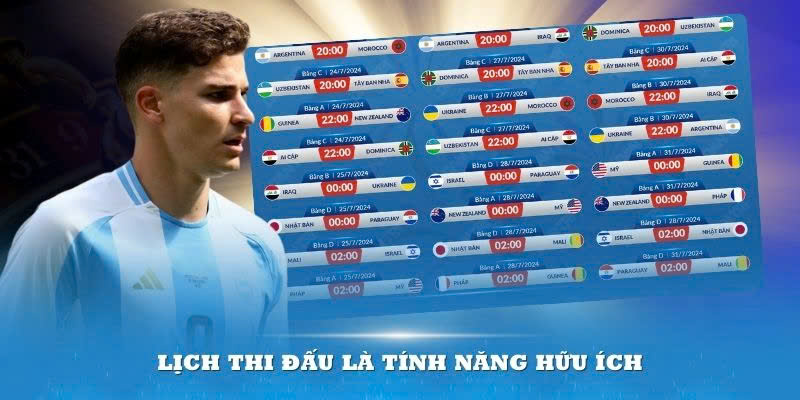 Lịch thi đấu là tính năng hữu ích khi giới thiệu Luong Son